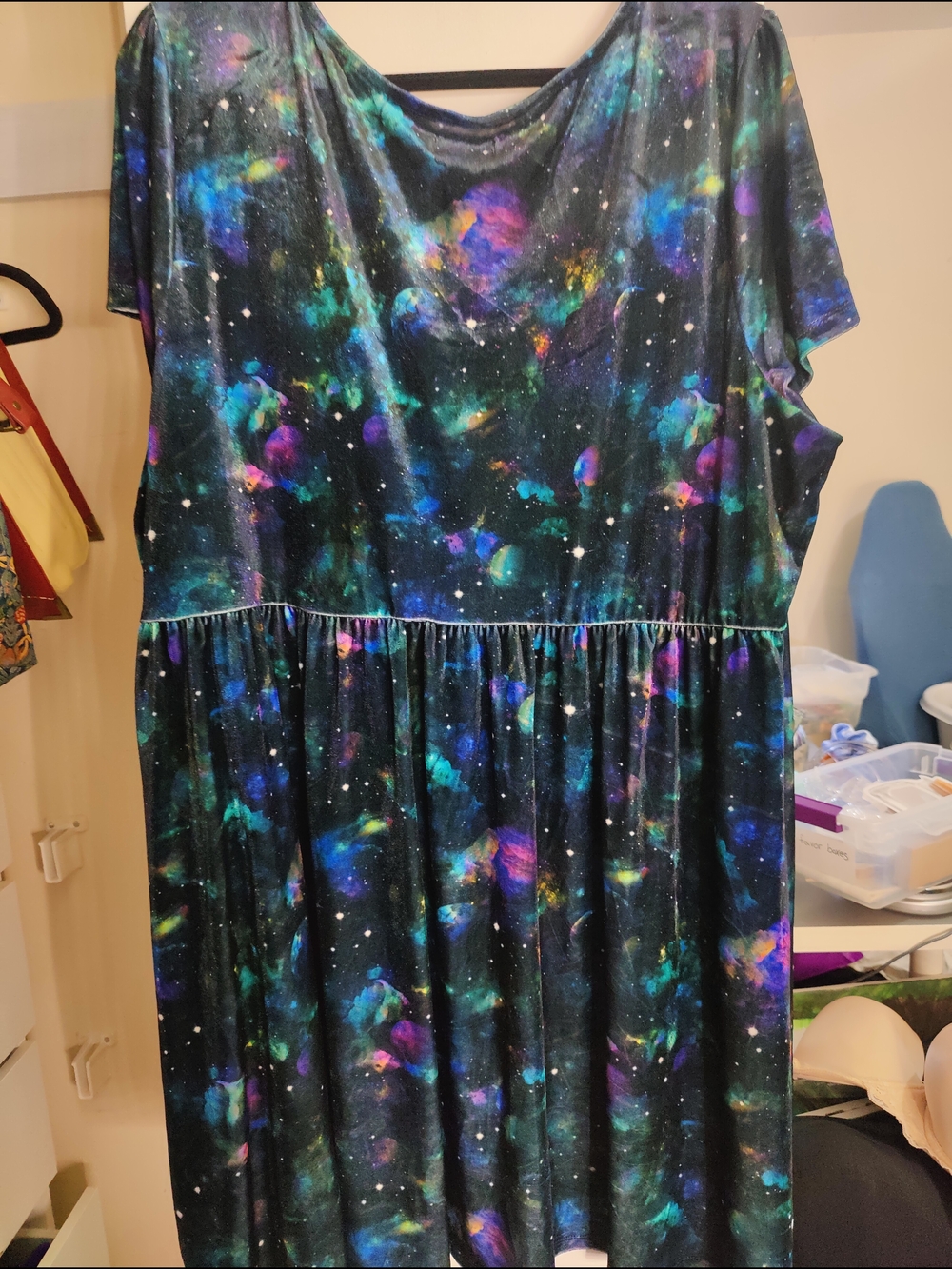 Hot Topic Galaxy Print Scoop Neck Velvet Dress - 5X - Picture 3 of 6